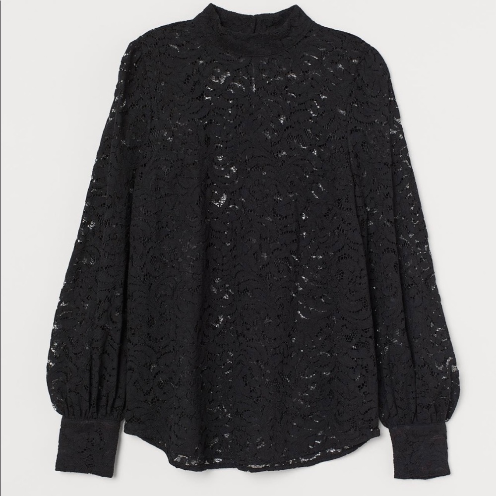 H&M Black Lace Long Sleeve Top